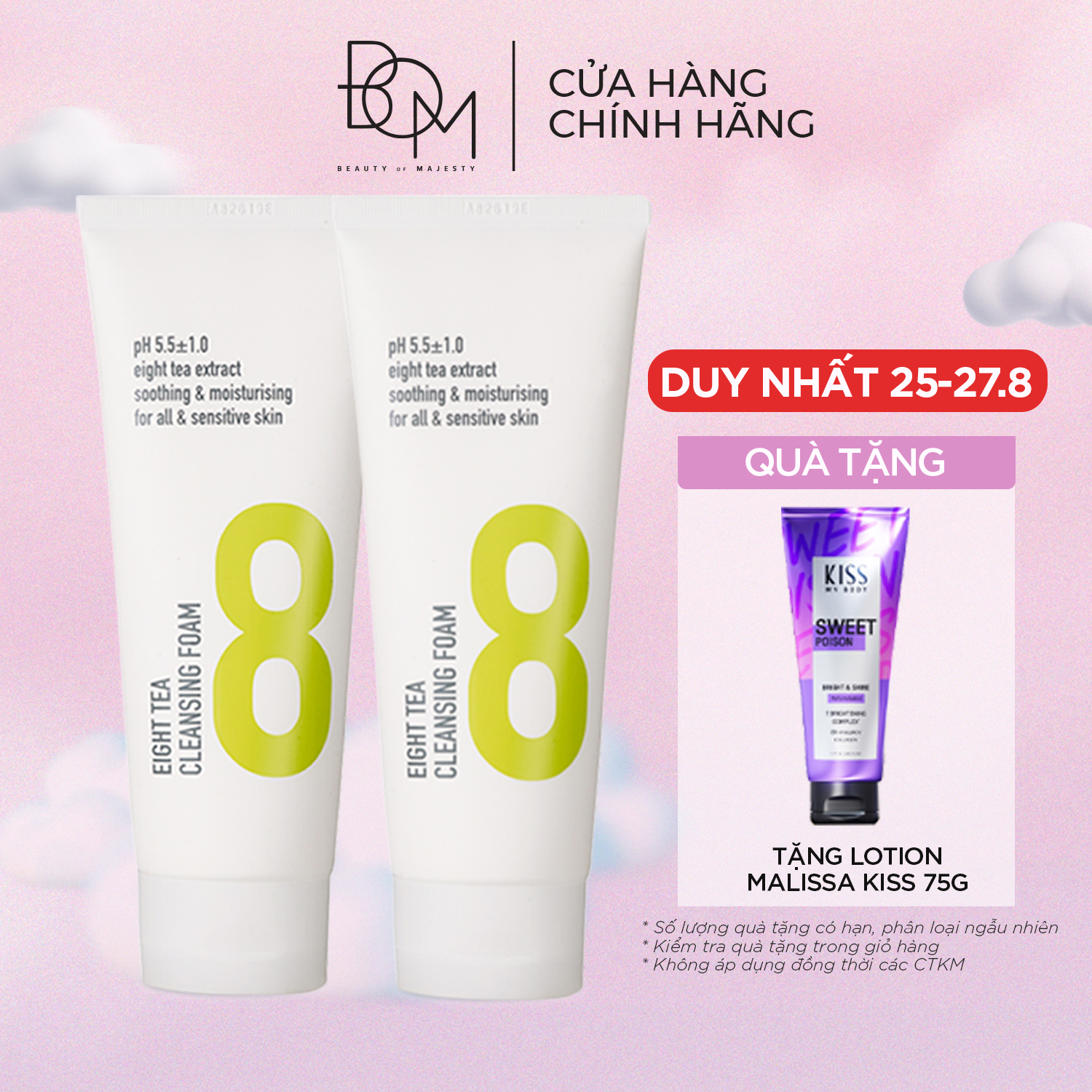 Bộ đôi 2 sữa rửa mặt 8 loại trà Bom Eight Tea Foam