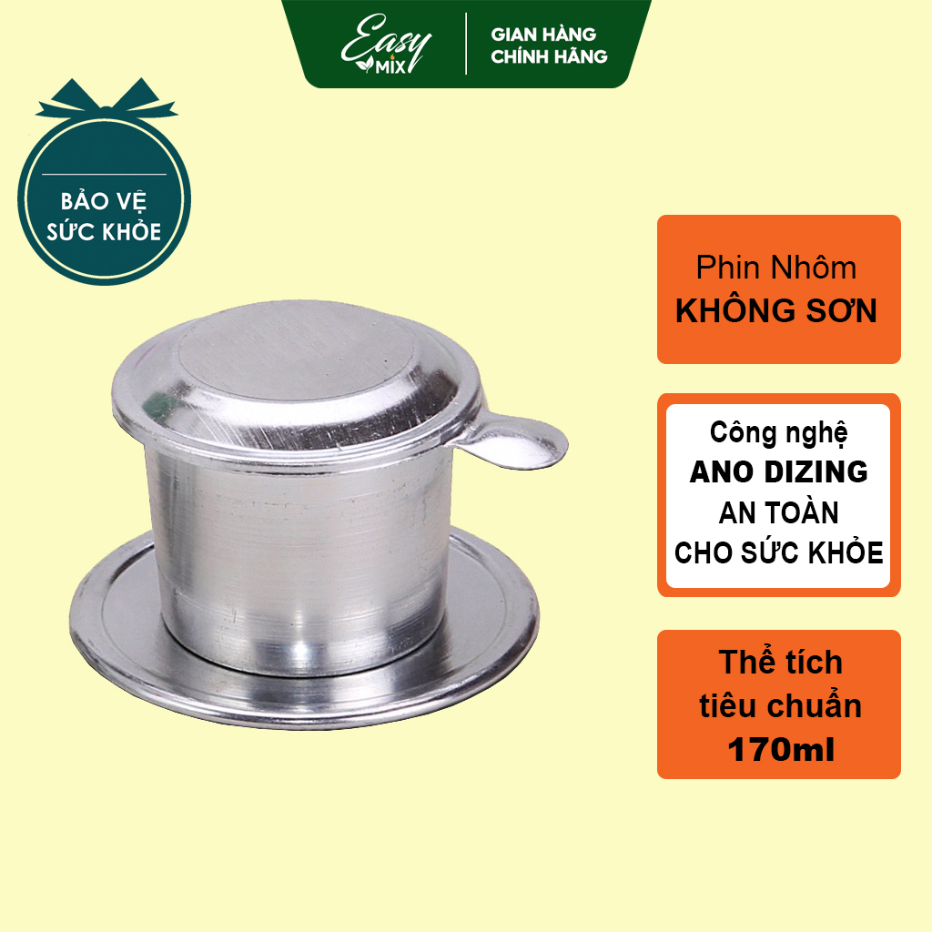 Phin cà phê nhôm nguyên chất không sơn phin pha cà phê tại nhà thể tích 170ml