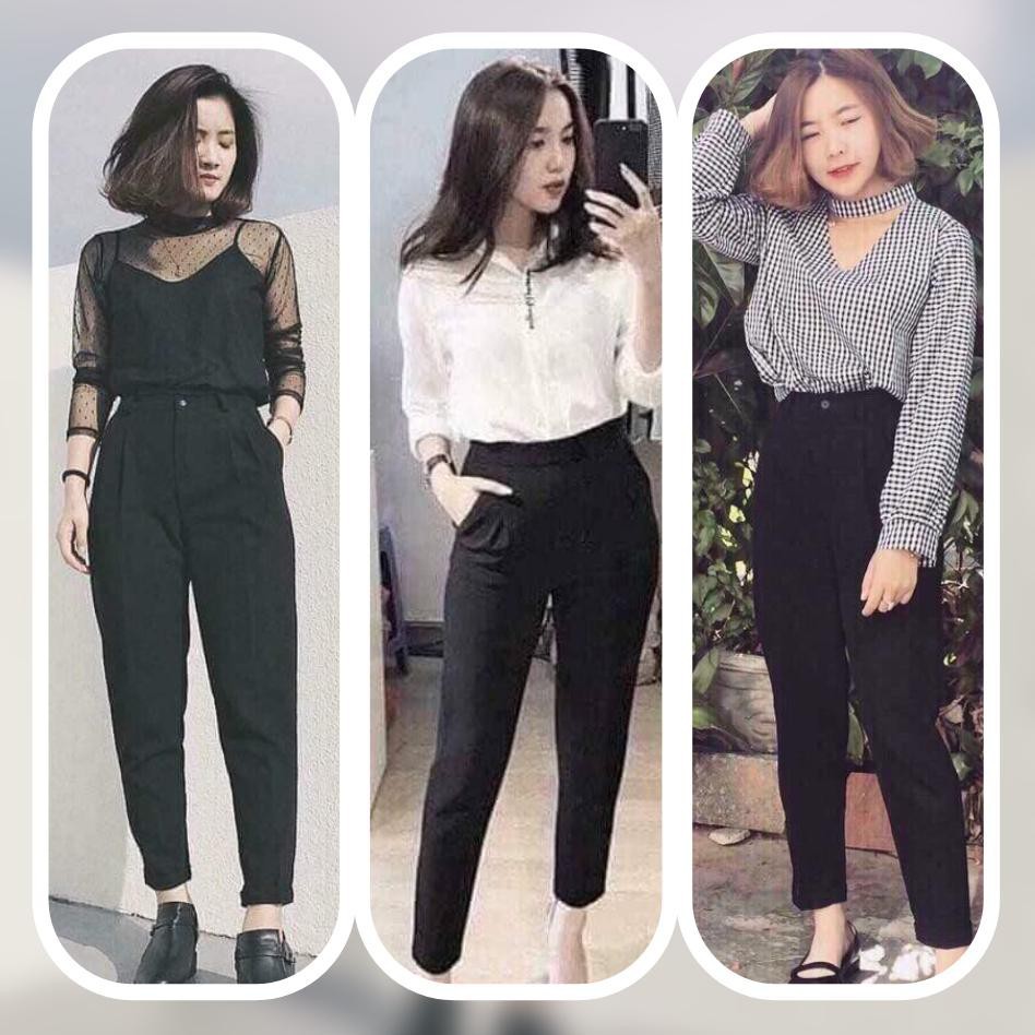 Quần vải nữ chất tuyết mưa dáng baggy