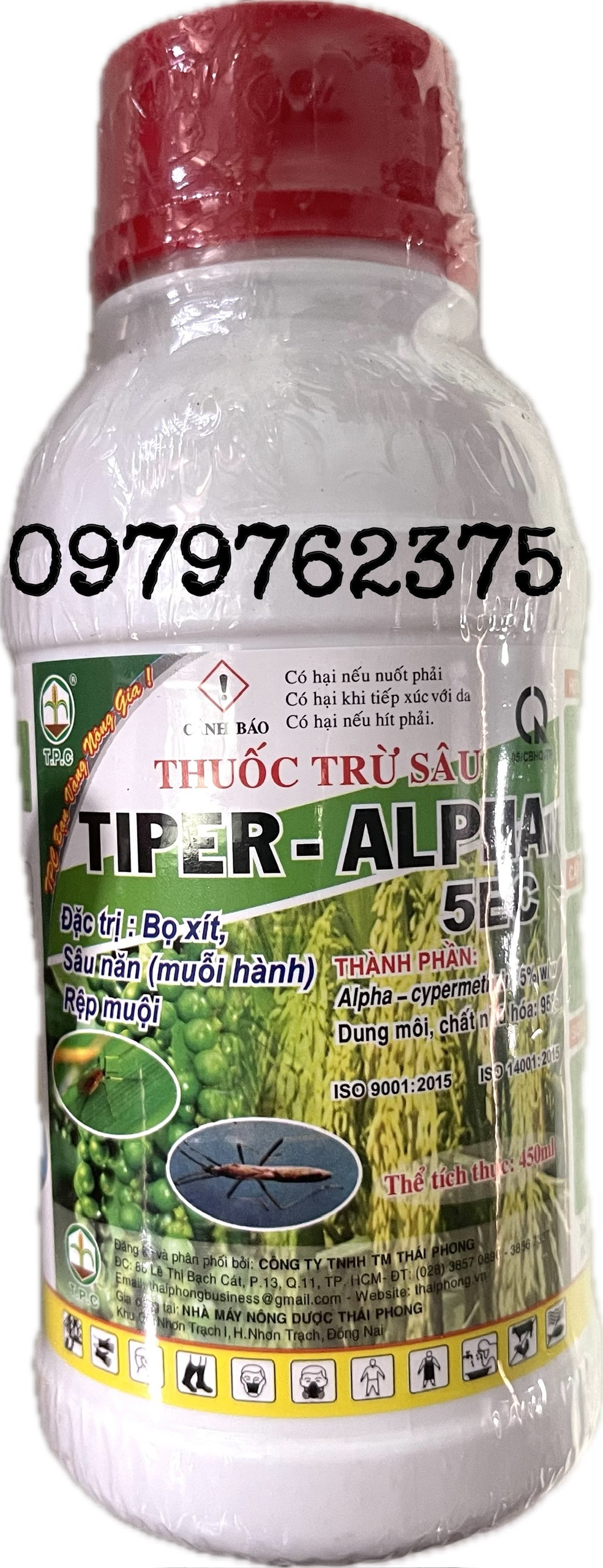 Thuốc trừ sâu tiper alpha 5ec - trừ bọ xít, muỗi hành - chai 450ml