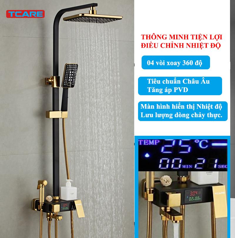 Bộ Sen vòi tắm Điều chính nhiệt độ Hiển thị số Tcare - Ống HCN