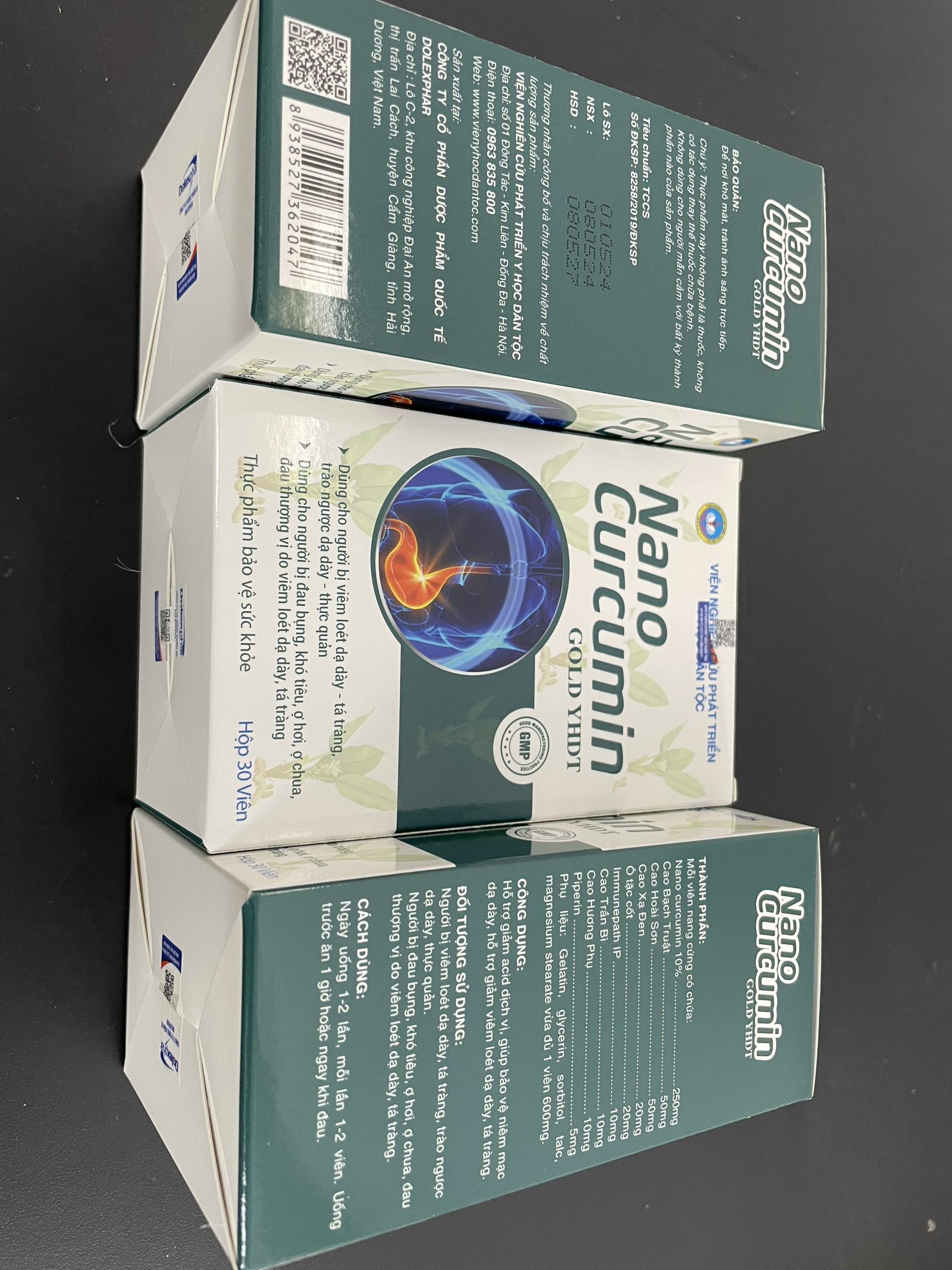 Nano Curcumin Gold YHDT - Viên uống dạ dày Viện Y Học Dân Tộc Việt Nam [Chính Hãng Mẫu Mới Cao Cấp] ✅ HVQY hộp 30 viên