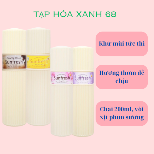 Nước hoa xịt phòng ngủ thơm lâu, chai xịt khử mùi ẩm mốc, đuổi côn trùng sunfresh 200ml