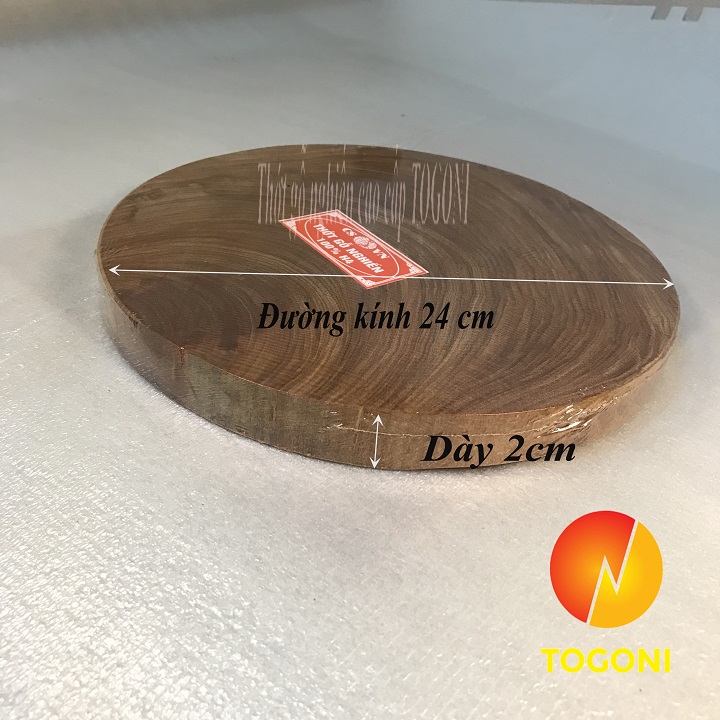 Thớt gỗ nghiến cao cấp Togoni đường kính D24cm dày 2cm