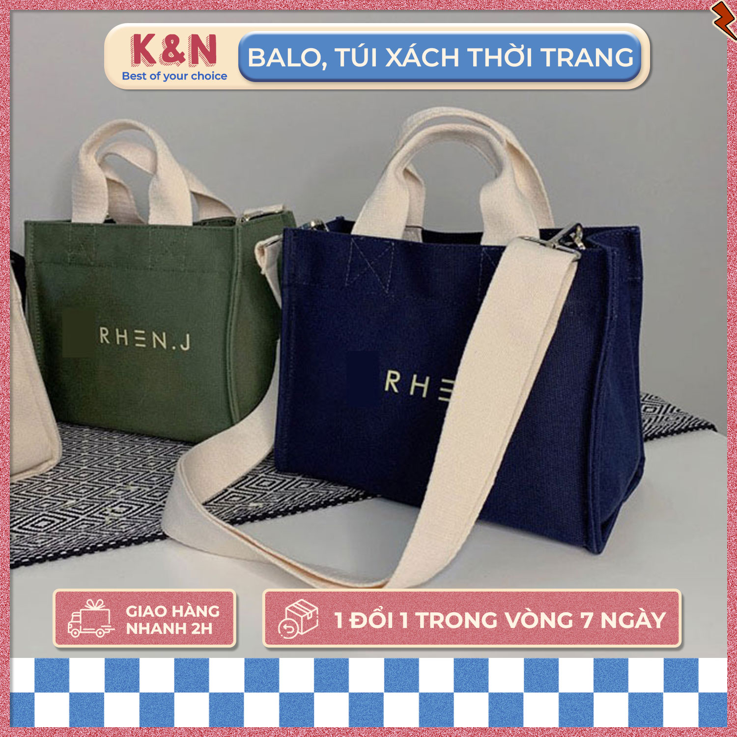 Túi Xách Nữ Phong Cách Hàn Quốc Túi Xách Vải Canvas Túi Vải Canvas Chất Xịn Dày Dặn Túi Vải Đeo Chéo Nữ Thời Trang Hàn Quốc - OTV030 - K&N Store