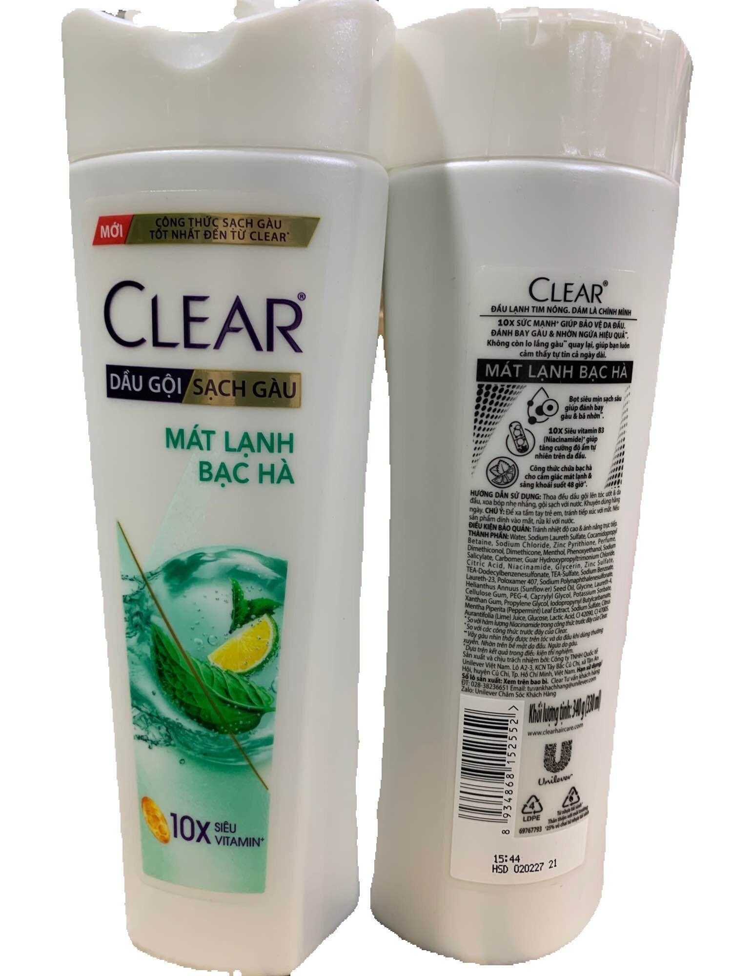 Dầu gội Clear bạc hà mát lạnh chai 340g