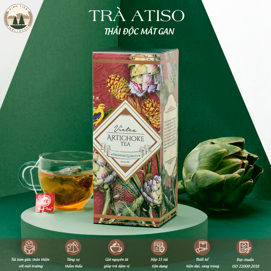 Trà atiso túi tam giác vĩnh tiến - trà tam giác - vĩnh tiến wellness