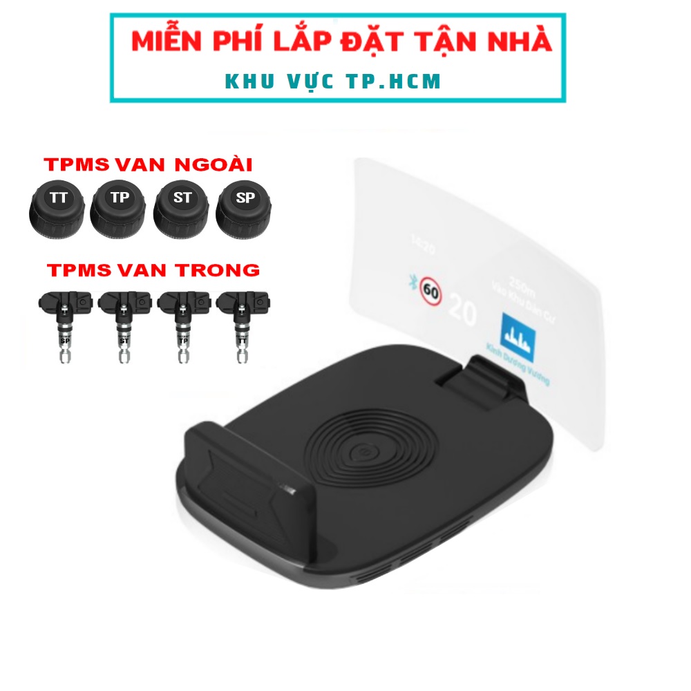 Màn hình hiển thị thông minh vietmap hud h1as + cảm biến áp suất lốp tpms
