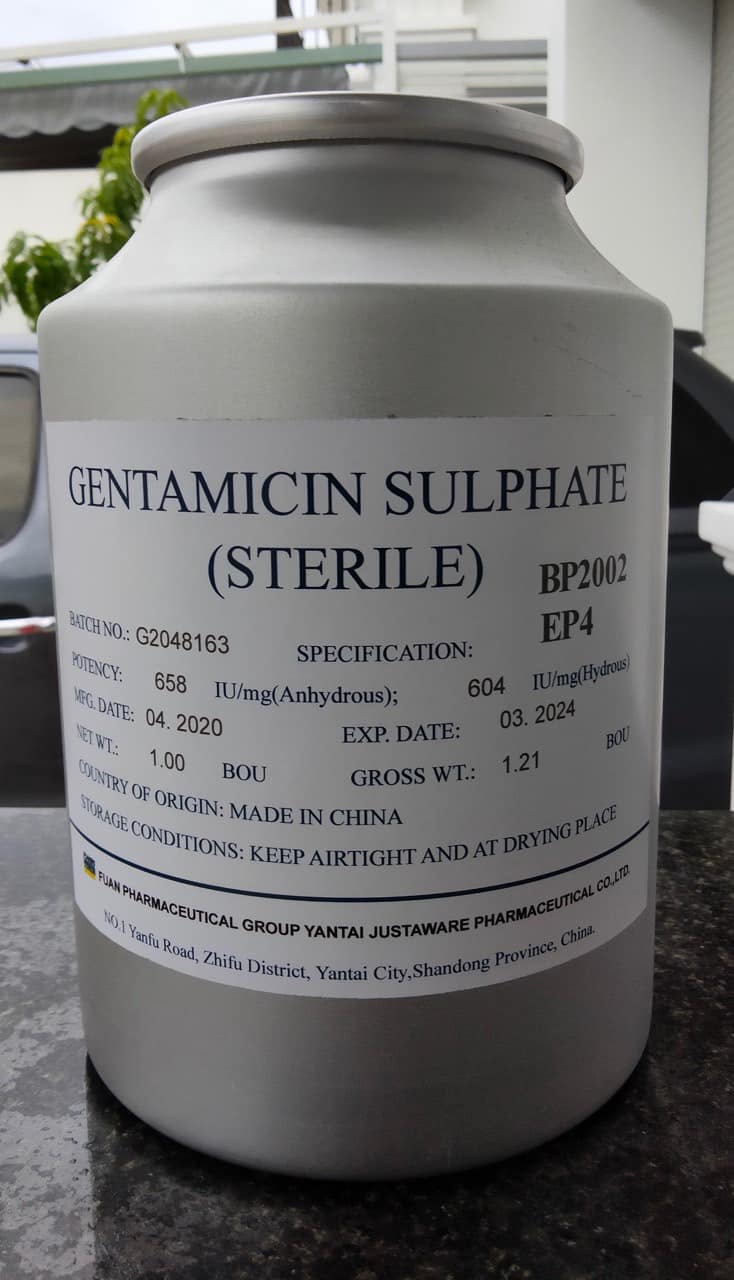 [6Kg] Kháng sinh nguyên liệu Gentamycin Sulphate, hàm lượng 98% dùng trong thú y, thủy sản