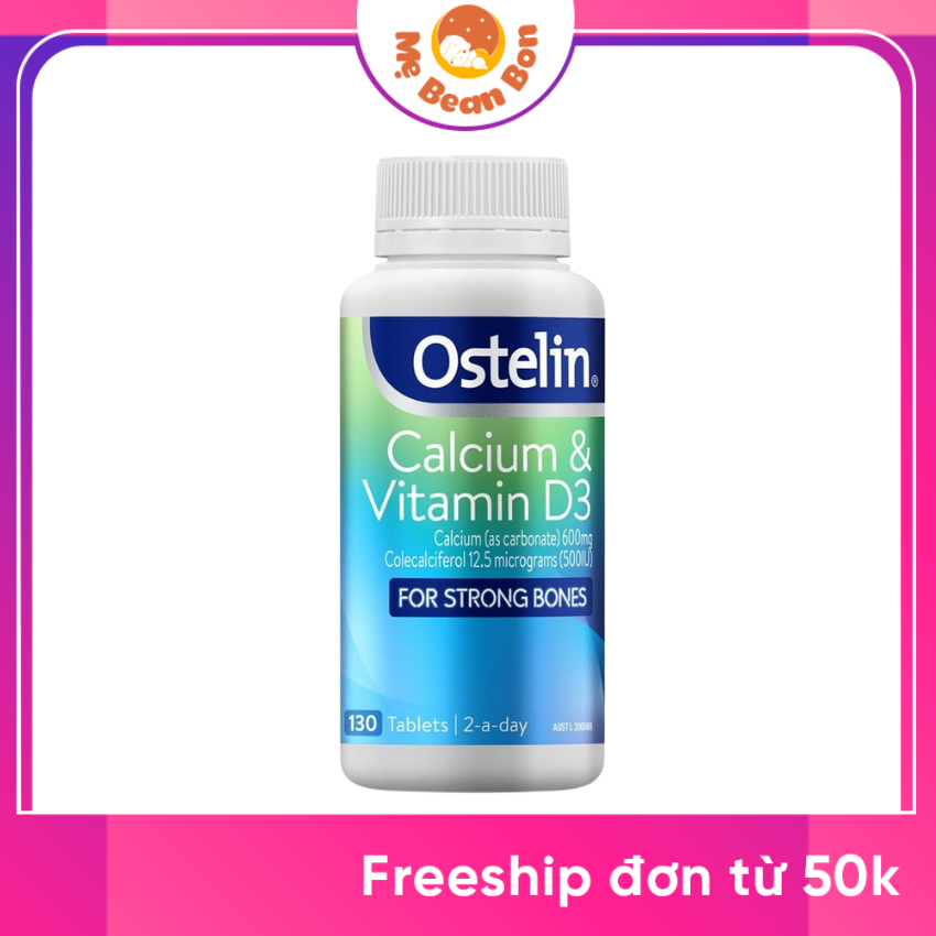 Canxi Bầu Ostelin Calcium & Vitamin D3 Ostelin của Úc Bổ Sung Vitamin D & Canxi (130v) dành cho bà bầu, trẻ em 13 tuổi trở lên và người cao tuổi Có chứa Vitamin D giúp hấp thụ Canxi tốt hơn