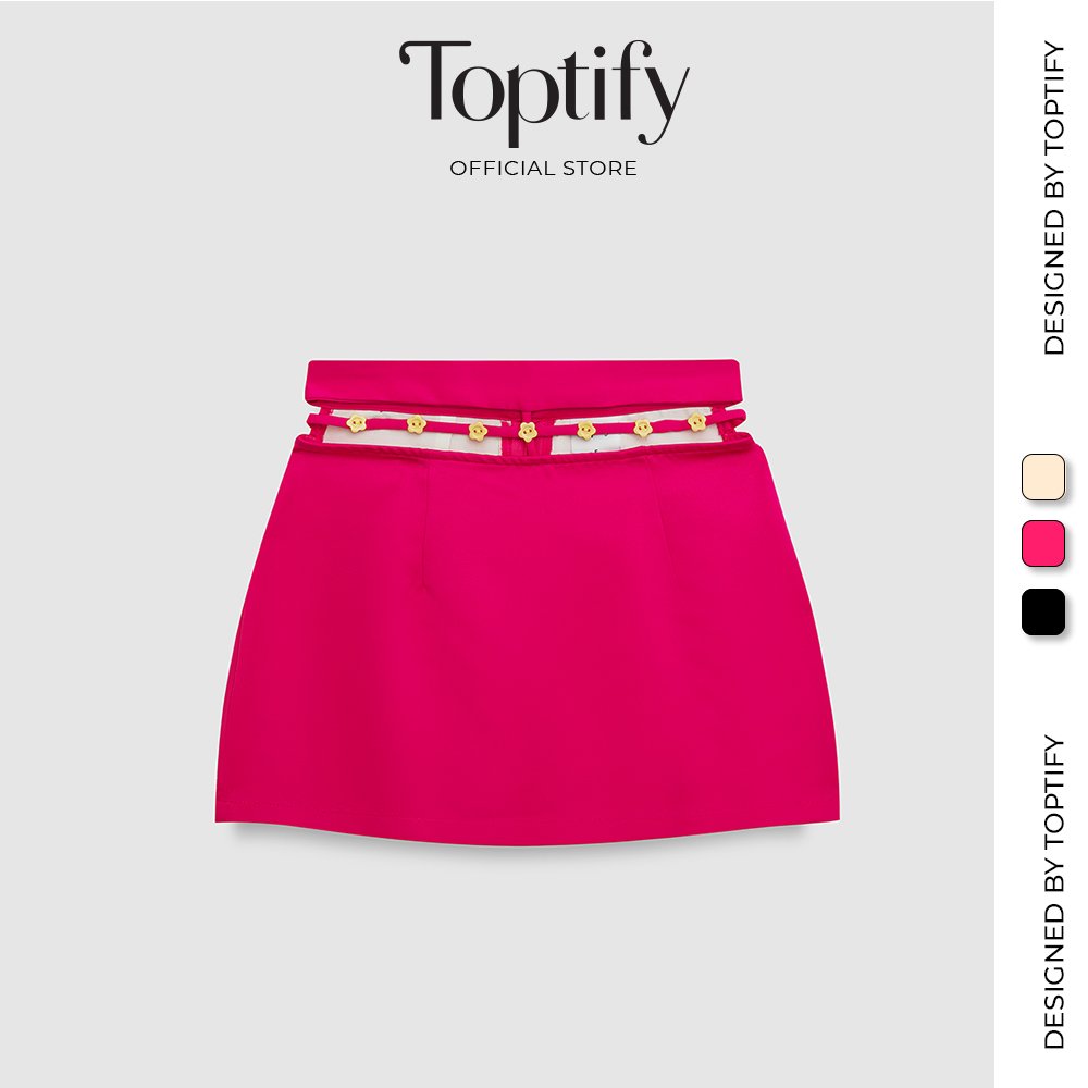 Chân váy nữ toptify kiểu form a kết nút hoa sunny skirt tvv10