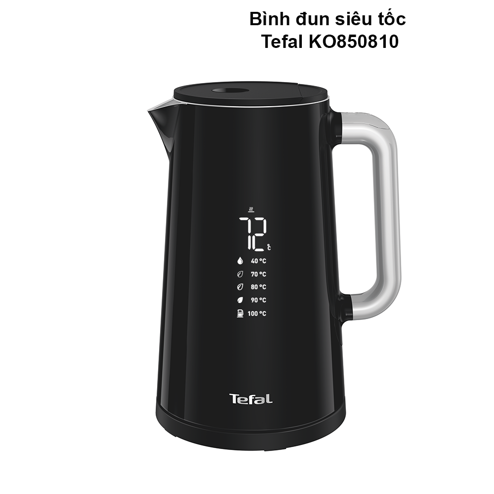 Bình đun siêu tốc Tefal KO850810 1.7 lít - Thép không gỉ - Tự động ngắt điện khi nước sôi - Màn hình hiển thị kỹ thuật số - Đèn báo nhiệt độ khi sôi - Giữ ấm 30 phút - Hàng Chính Hãng