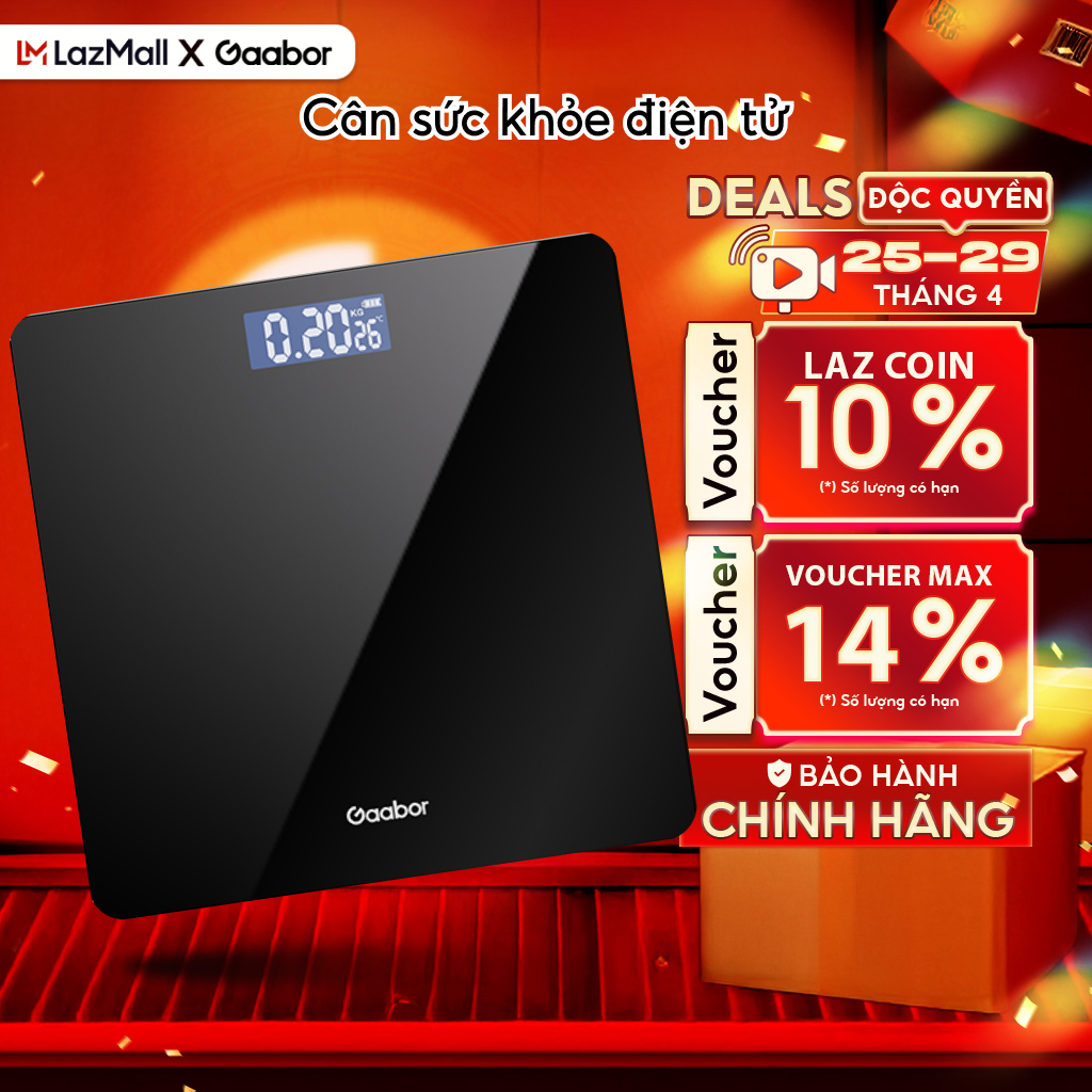 [HỎA TỐC HCM] Cân sức khỏe điện tử Gaabor GWS-M01A thông minh màn hình LED dùng pin sạc - Kèm dây sạc USB  + Thước dây - Hàng chính hãng - Bảo hành 1 đổi 1