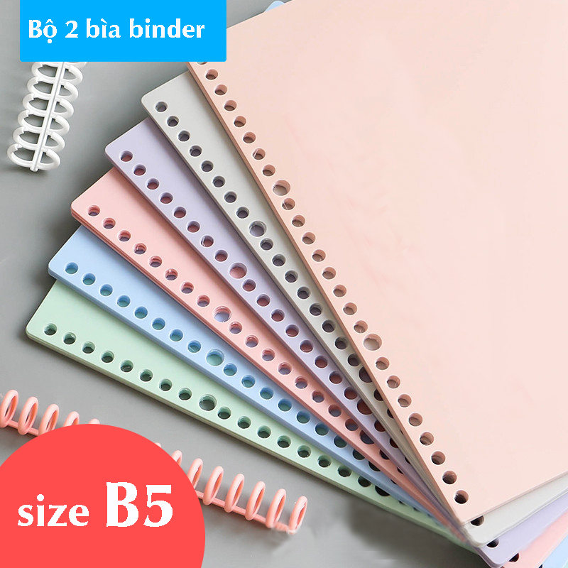 Set 2 bìa nhựa binder B5 Pastel 26 chấu P16 kiêm tab phân trang sổ còng