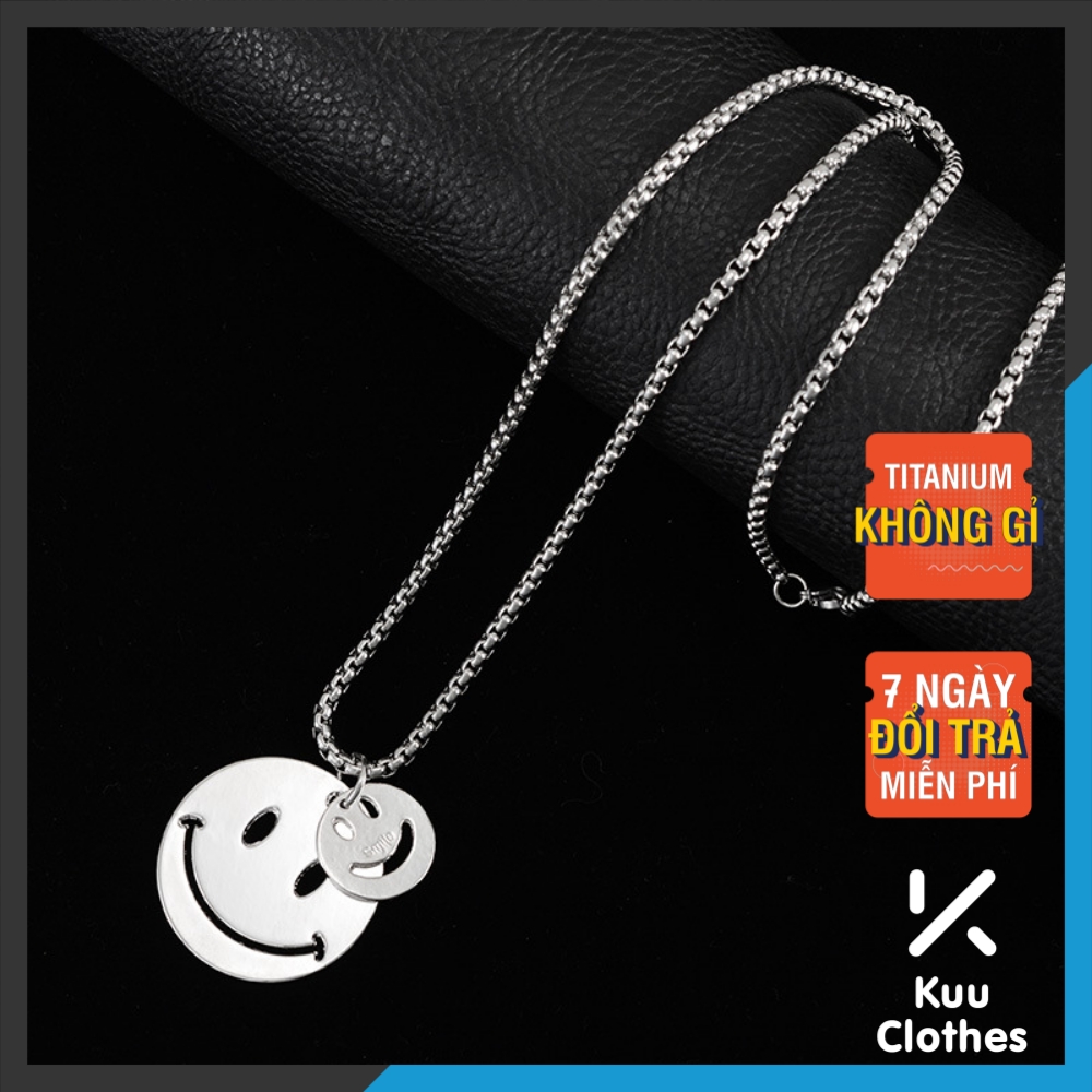 Dây Chuyền Two Smiley Màu Bạc Kuu Clothes - Mặt Vòng Cổ Đôi Hình Mặt Cười Chất Liệu Titan Cao Cấp Không Gỉ