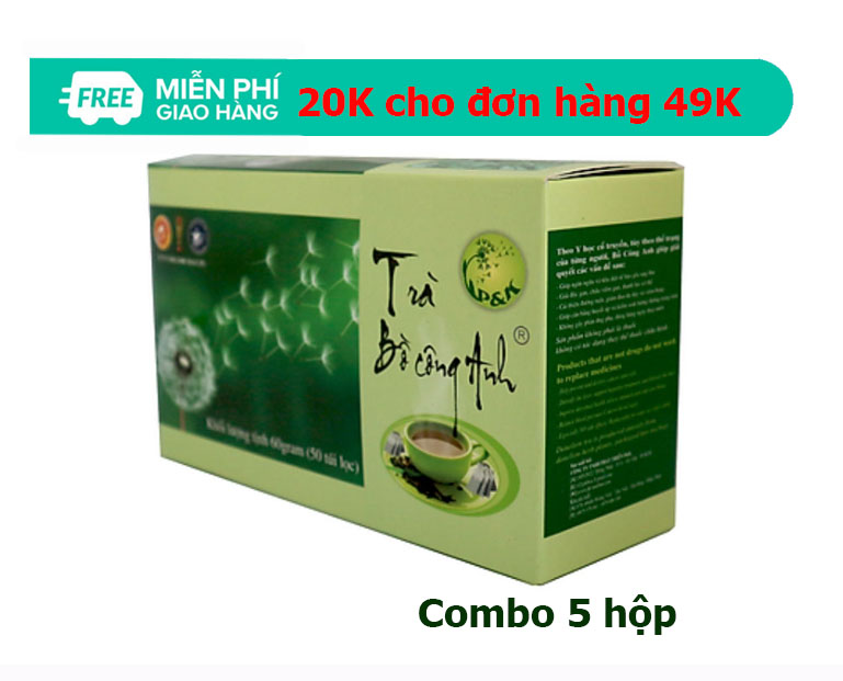 Combo 5 hộp Trà Bồ công anh 50 túi lọc thảo mộc mát gan hàng chính hãng công ty P&K