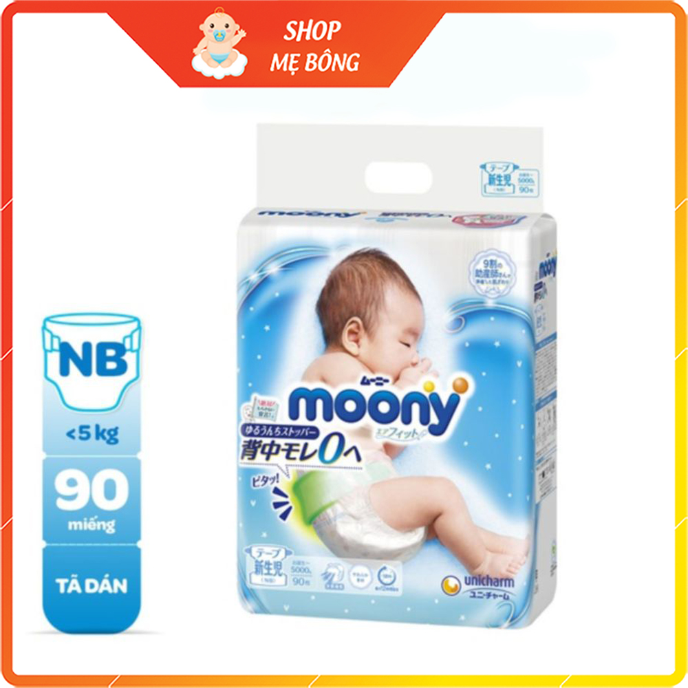Tã bỉm dán cao cấp moony nb90/s84/m64/ m58 quần - nhập khẩu từ nhật bản