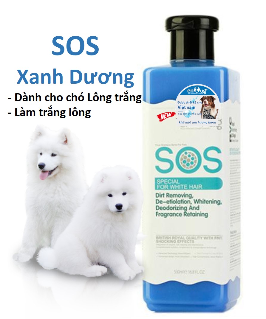 Orgo -  Sữa tắm SOS xanh dương chuyên dùng cho chó lông trắng - sữa tắm SOS xanh dương 530ml