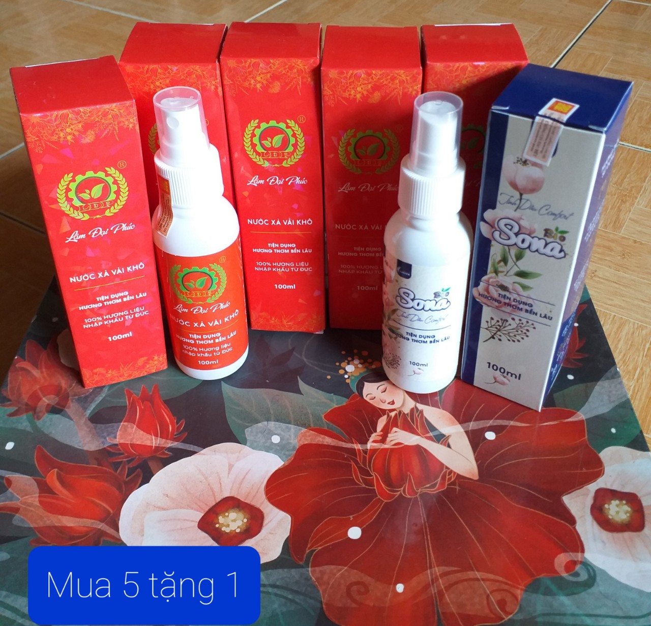 Combo 5 chai xả vải khô Lâm. Đại .Phúc dạng xịt hương Comfor. Tặng 1 chai xả vải khô Sona