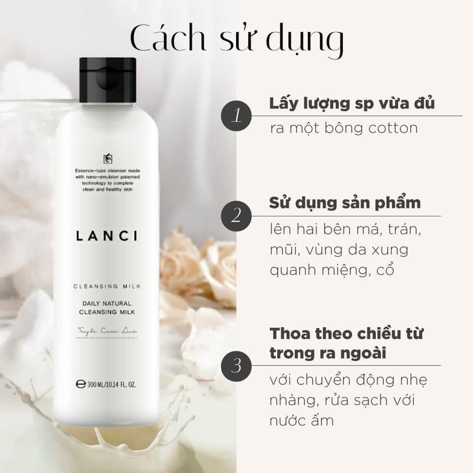 Sữa tẩy trang, sữa rửa mặt Lanci Hàn Quốc chuẩn chính hãng 300ml