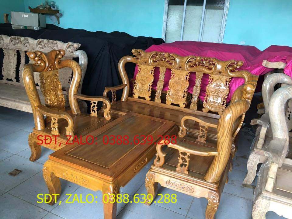 bộ bàn ghế quốc đào tay 10 gỗ lim nam phi .