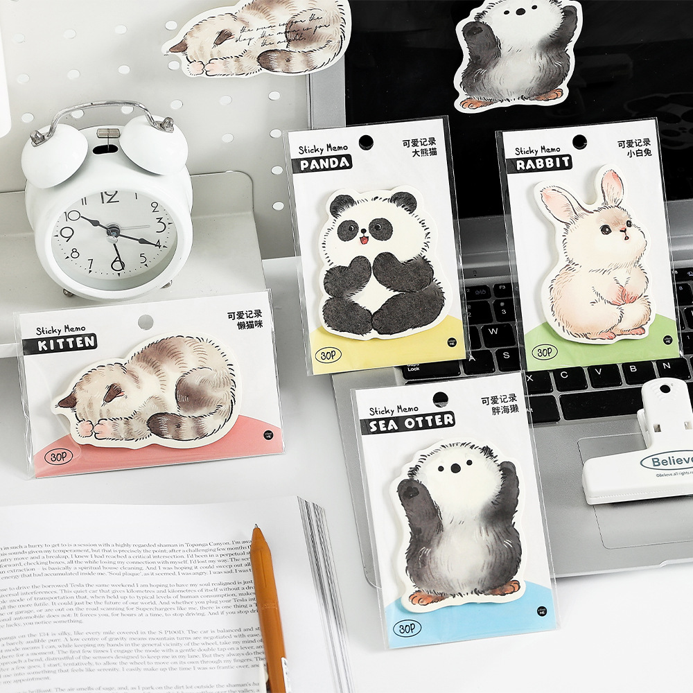 30 pcs Sticky Notes Cute Animal 4 Styles Writing Record Decoration Paper