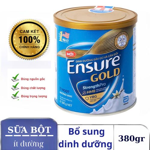 SỮA BỘT ENSURE GOLD STRENGTH PRO ÍT NGỌT HƯƠNG VANI HỘP THIẾC 380GR - 08879