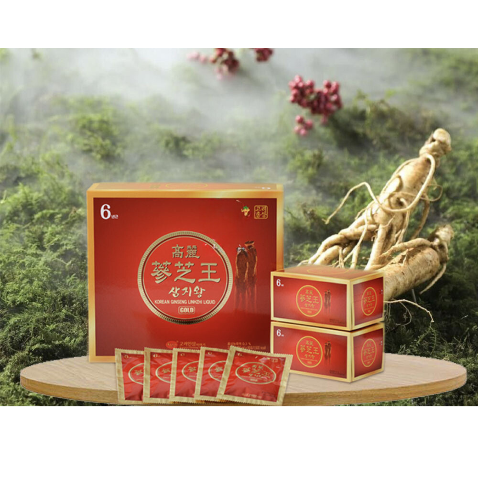 Nước hồng sâm linh chi kgs gold hàn quốc - hộp 60 gói x 50ml - korean ginseng linhzhi liquid gold