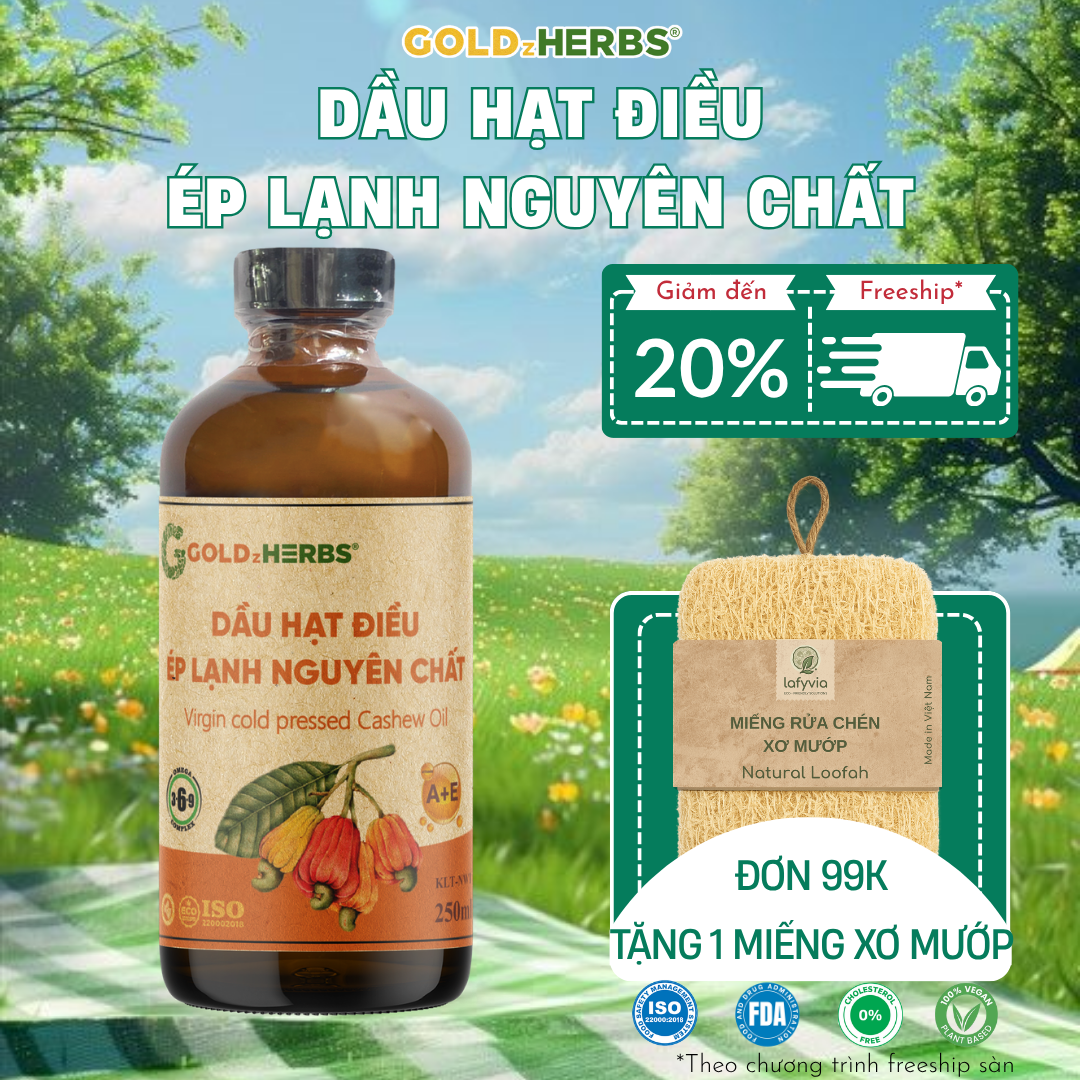 Dầu Hạt Điều Ép Lạnh Nguyên Chất GoldzHerbs