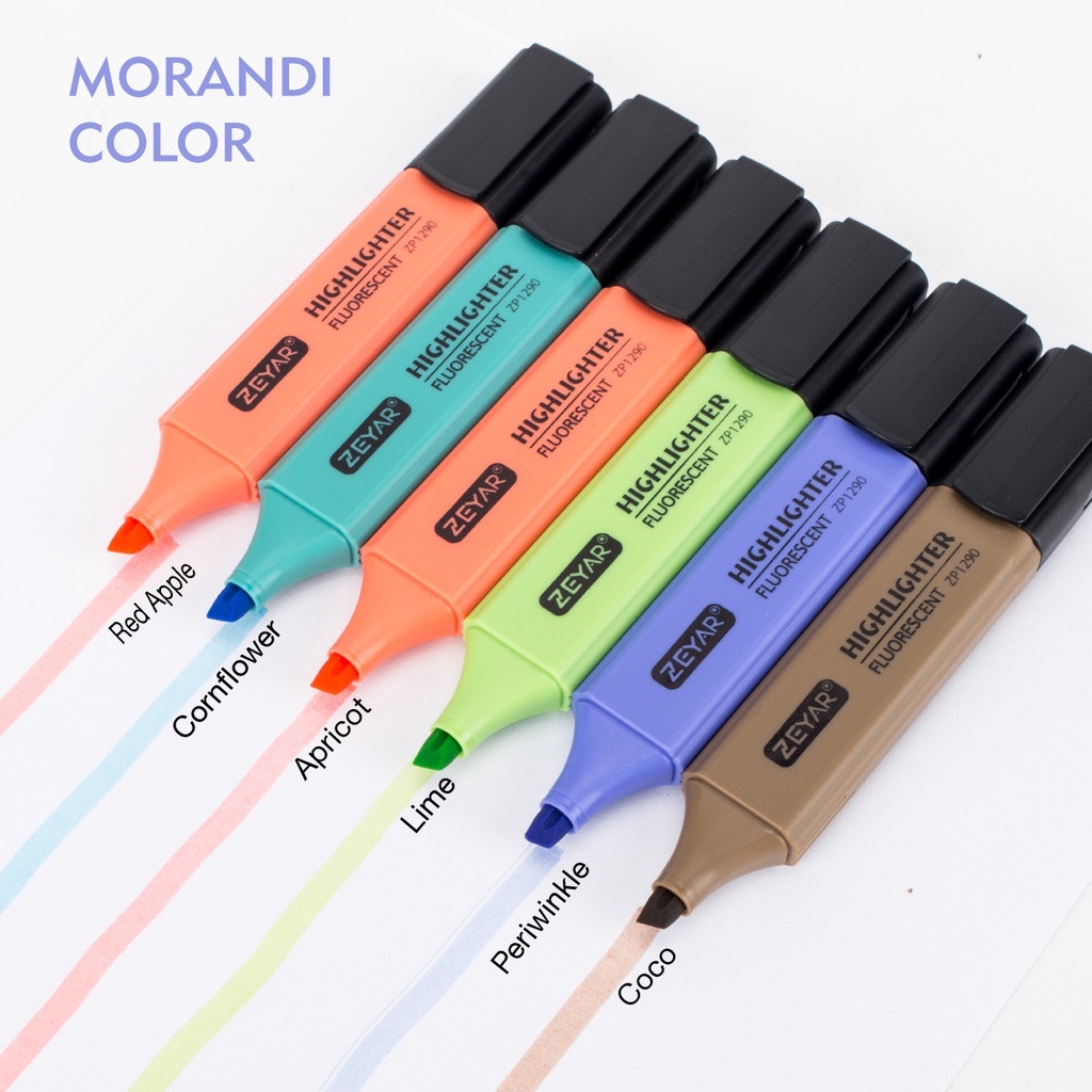Bút đánh dấu highlight dạ quang zeyzar 18 màu lựa chọn