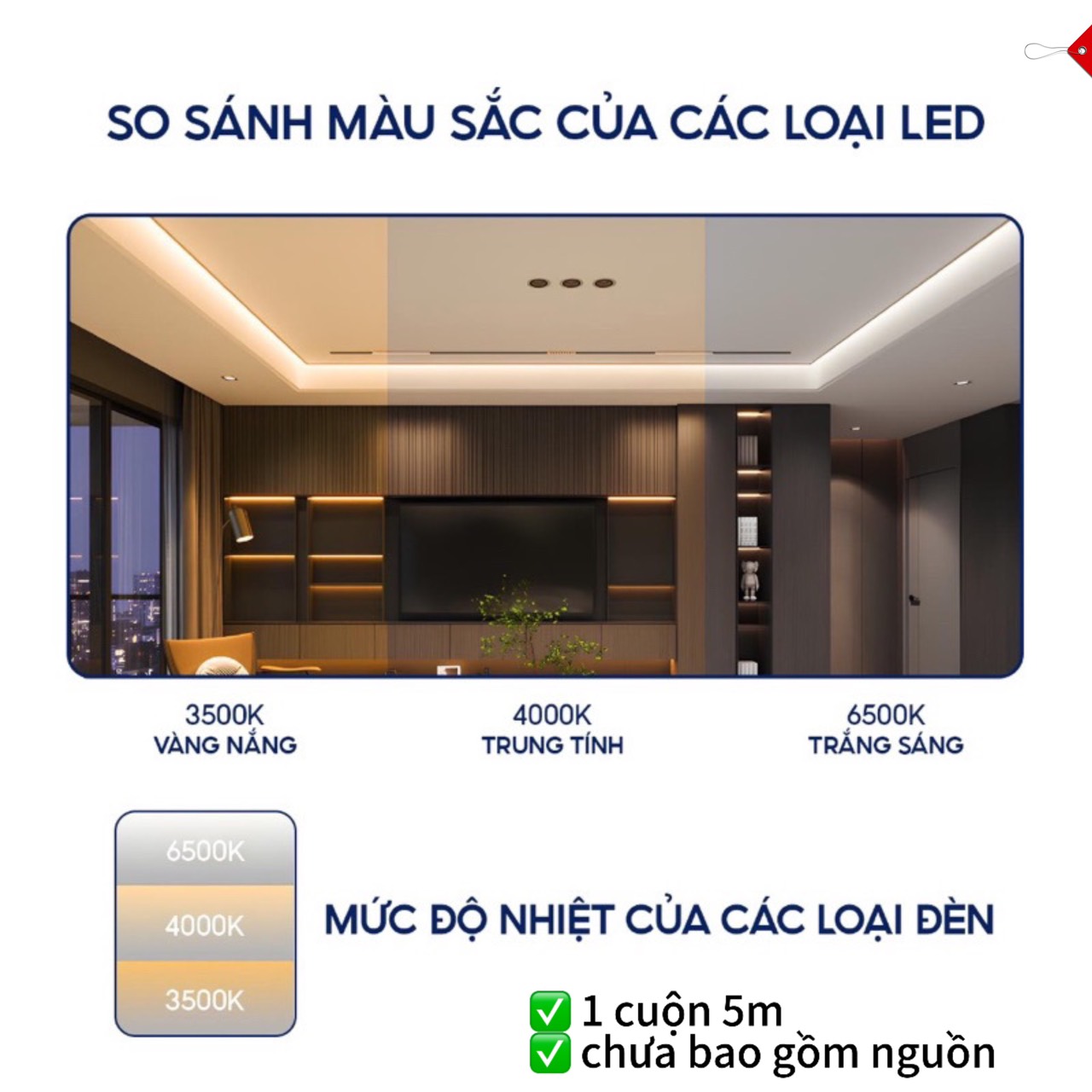 Đèn led 12v cuộn 5m siêu sáng trang trí decor trong nhà, dây đèn led