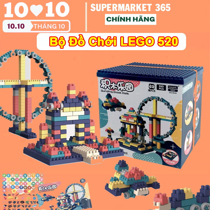 { Giá sỉ } Đồ chơi trẻ em, Bộ xếp hình 520 chi tiết, Đồ chơi lắp ghép phát triển trẻ toàn diện - với các mảnh ghép với nhiều kích thước khác nhau giúp bé thoải mái tư duy sáng tạo