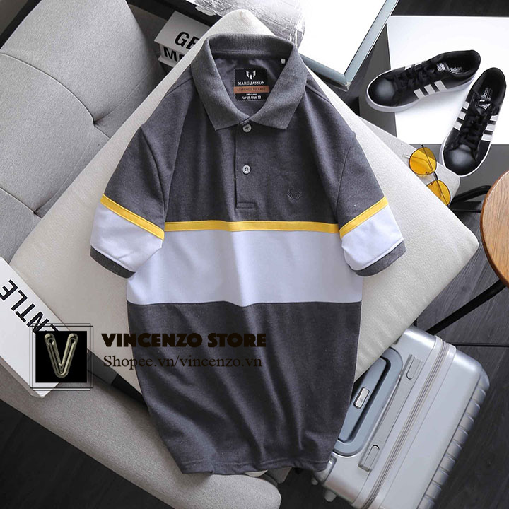 Áo thun nam tay ngắn đẹp có cổ polo sọc ngang Mar nhiều màu cao cấp | Áo poloman đẹp Vincenzo Store
