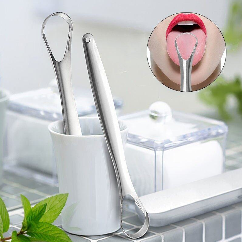 Dụng cụ vệ sinh lưỡi, cạo lưỡi chất liệu inox không rỉ