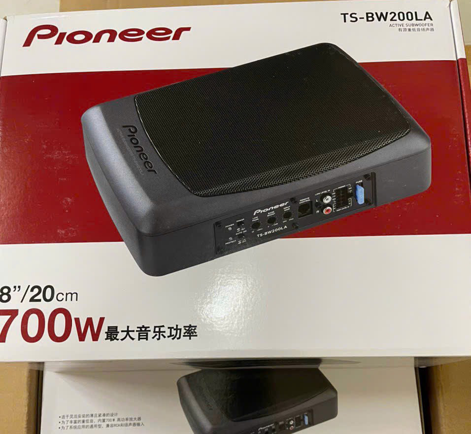 Loa sub gầm ghế ô tô Pioner TS-BW200LA, loa siêu trầm, bass ấm - 12V kích thước nhỏ gọn (Tặng lineout+ dây AV)