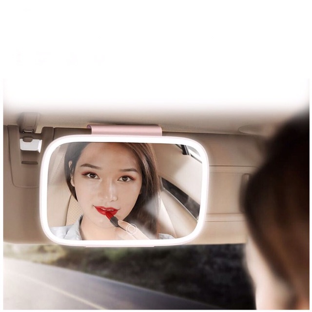 Gương trang điểm thông minh base.us delicate queen car touch-up mirror có viền tích hợp đèn led cảm ứng