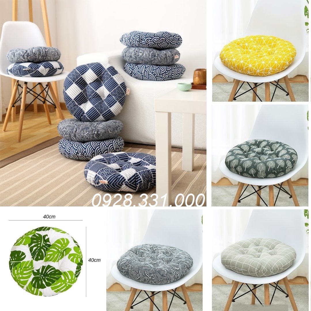 Nệm ngồi bệt tròn, nệm ngồi giá tốt Vải Bố 40x40x7cm