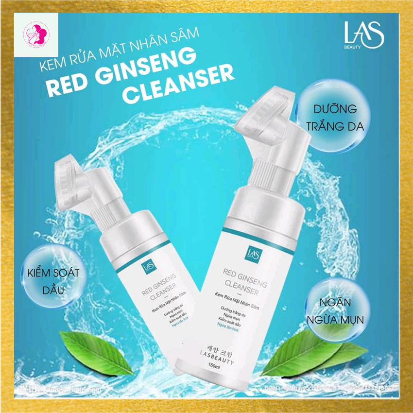 Kem rửa mặt nhân sâm LAS BEAUTY , đầu cọ thông minh mẫu mới nhất