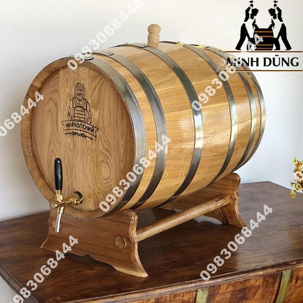 Thùng rượu Gỗ Sồi Đỏ Thùng rượu 20L thùng ngâm rượu gỗ sồi nhỏ gọn, tiện lợi cho mọi gia đình