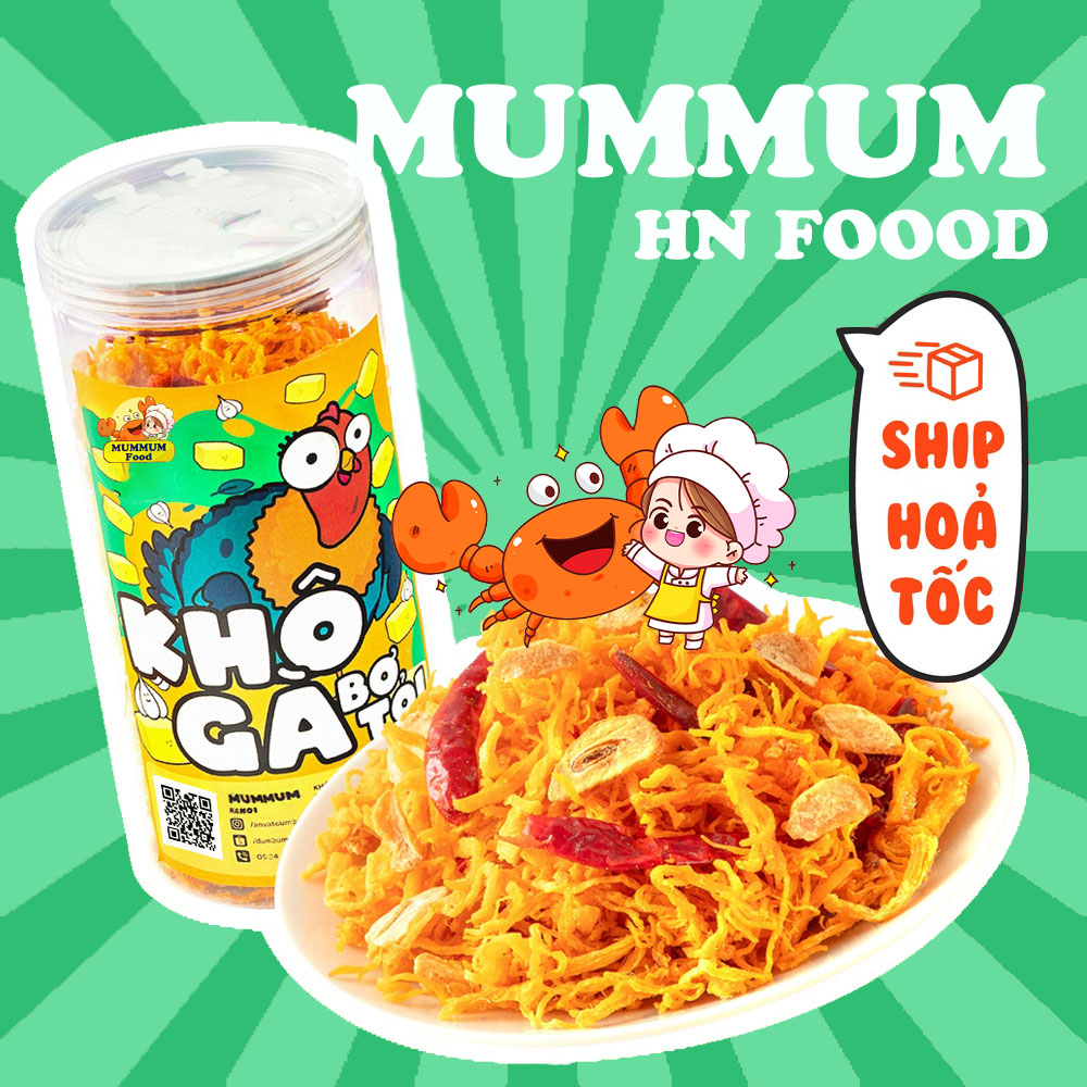 300g khô gà bơ tỏi xé cay mummum food bb002