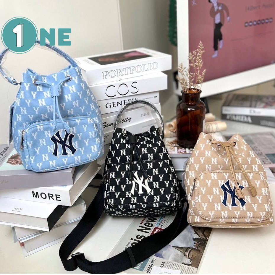 Túi rút mlb ny monogram bucket bag new york yankees full tag