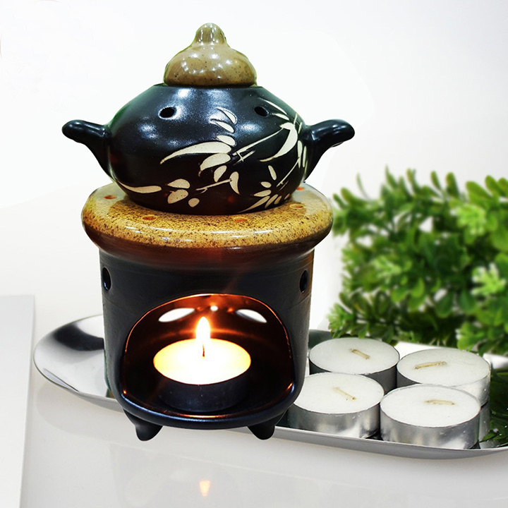 Bếp Xông Tinh Dầu Đốt Bồ Kết Bát Tràng Tráng Men