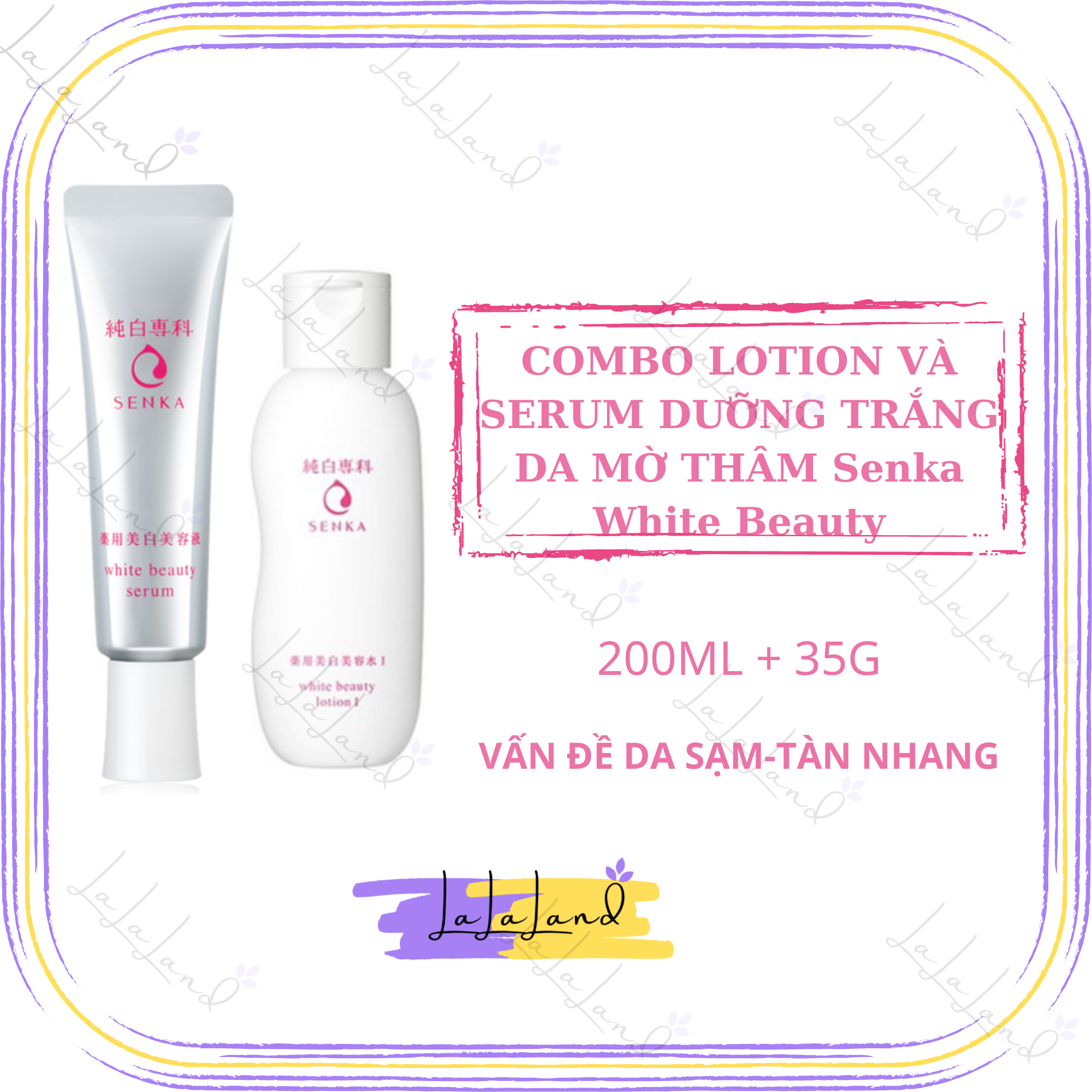 [HCM]Bộ đôi dưỡng ẩm và dưỡng da trắng hồng mịn mượt bao gồm Nước dưỡng Senka White Beauty Lotion 200ml + Serum Senka White Beauty 35g