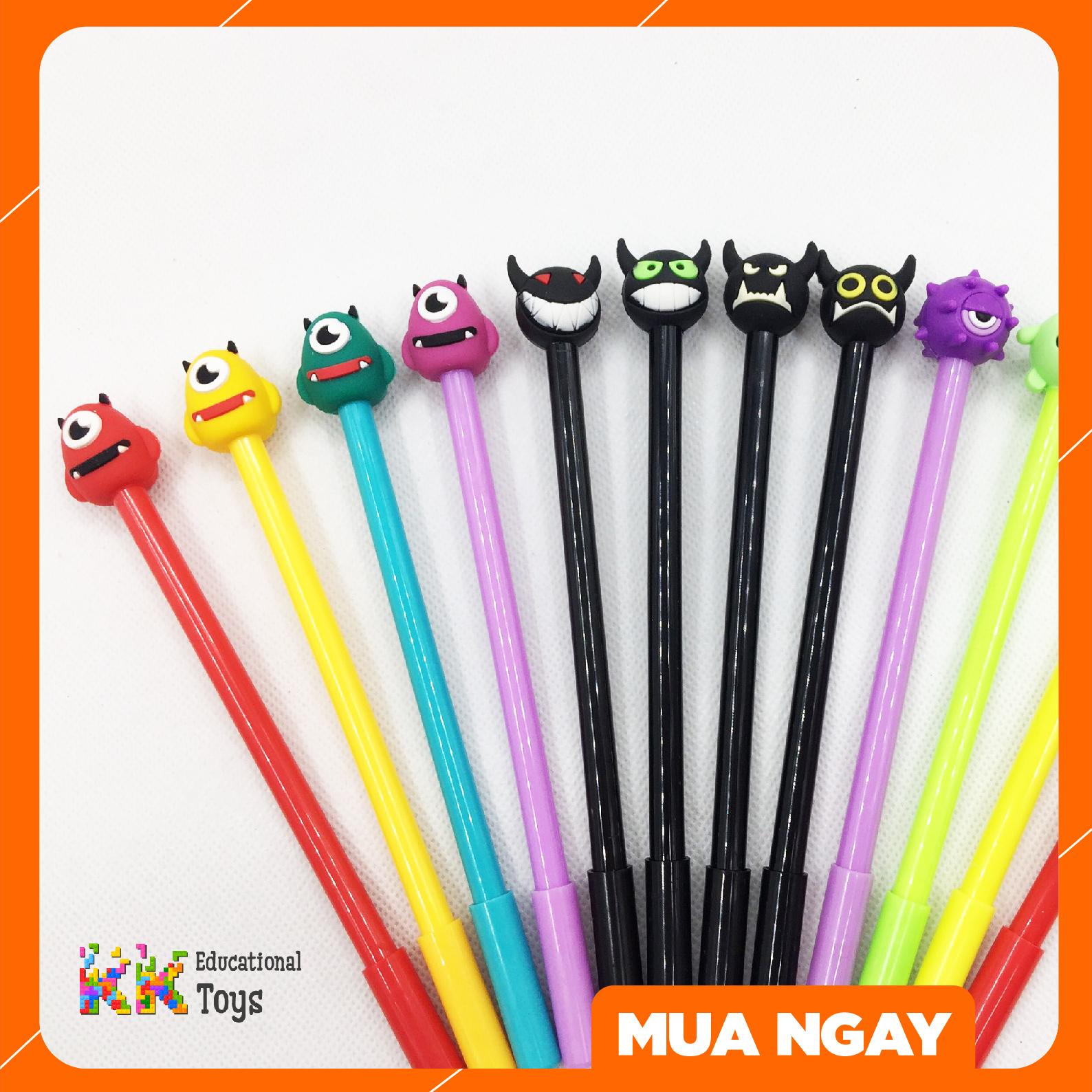 Đồ dùng học tập, quà tặng cho con: Combo 10 bút gel nước cho học sinh hình monster ngộ nghĩnh - KKstore