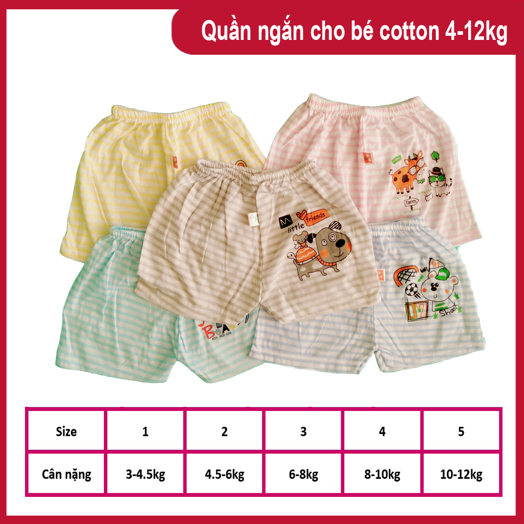 Quần ngắn cotton mỏng mát cho bé 0-18 tháng