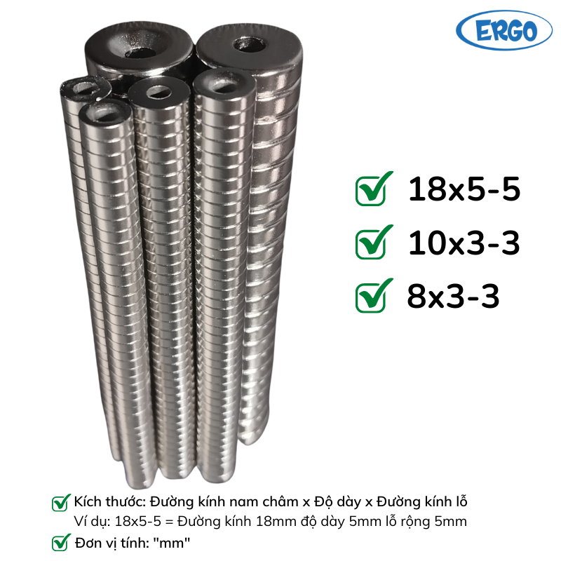 Nam châm đất hiếm có lỗ nhiều kích thước lực từ mạnh