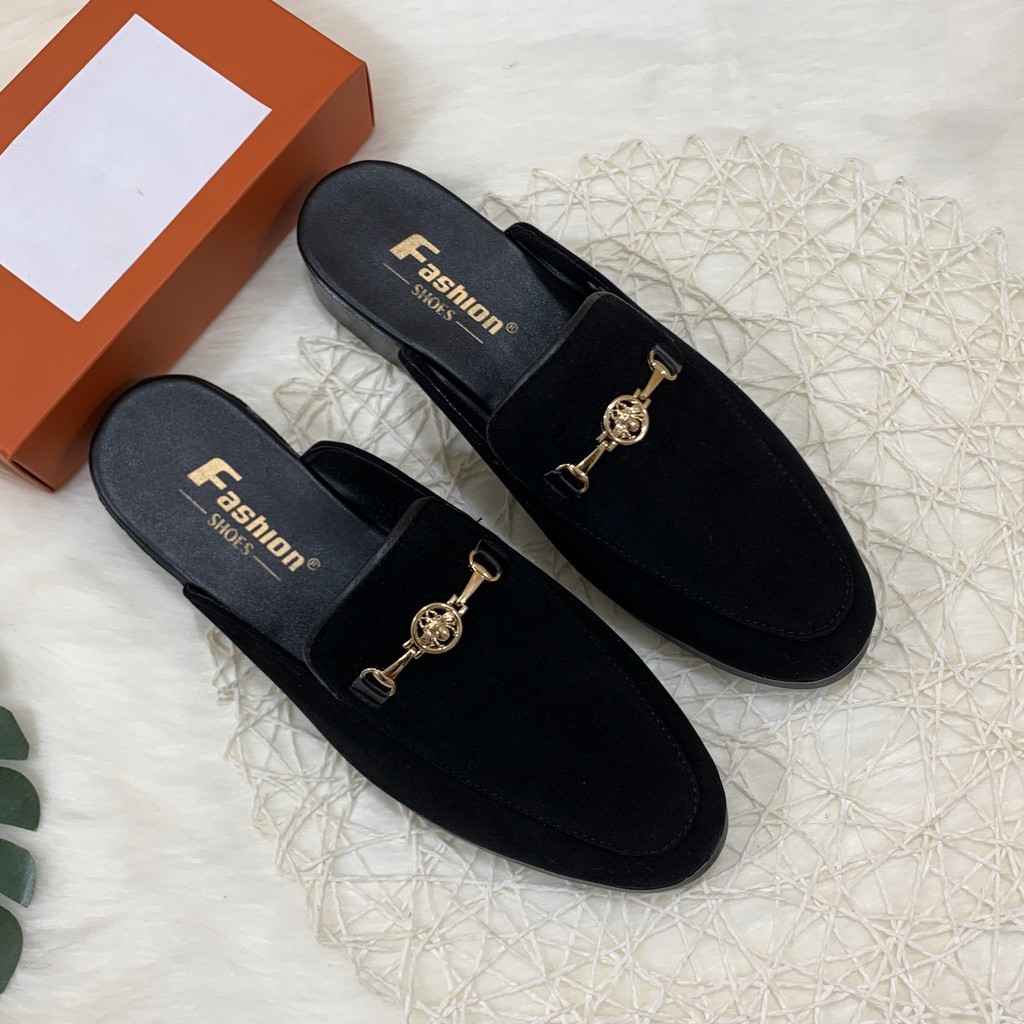 [Mã FASHIONXANH194 giảm 10K đơn 50K] Giày sục nam Vải Nỉ xích ngang Ong - Sục nam sang chảnh mẫu mới 2020