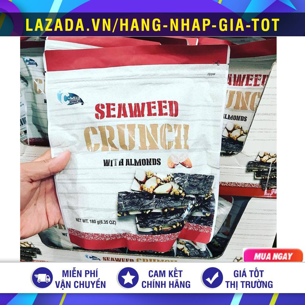 Bánh snack rong biển hạnh nhân seaweed crunch with almonds hàn quốc 180g