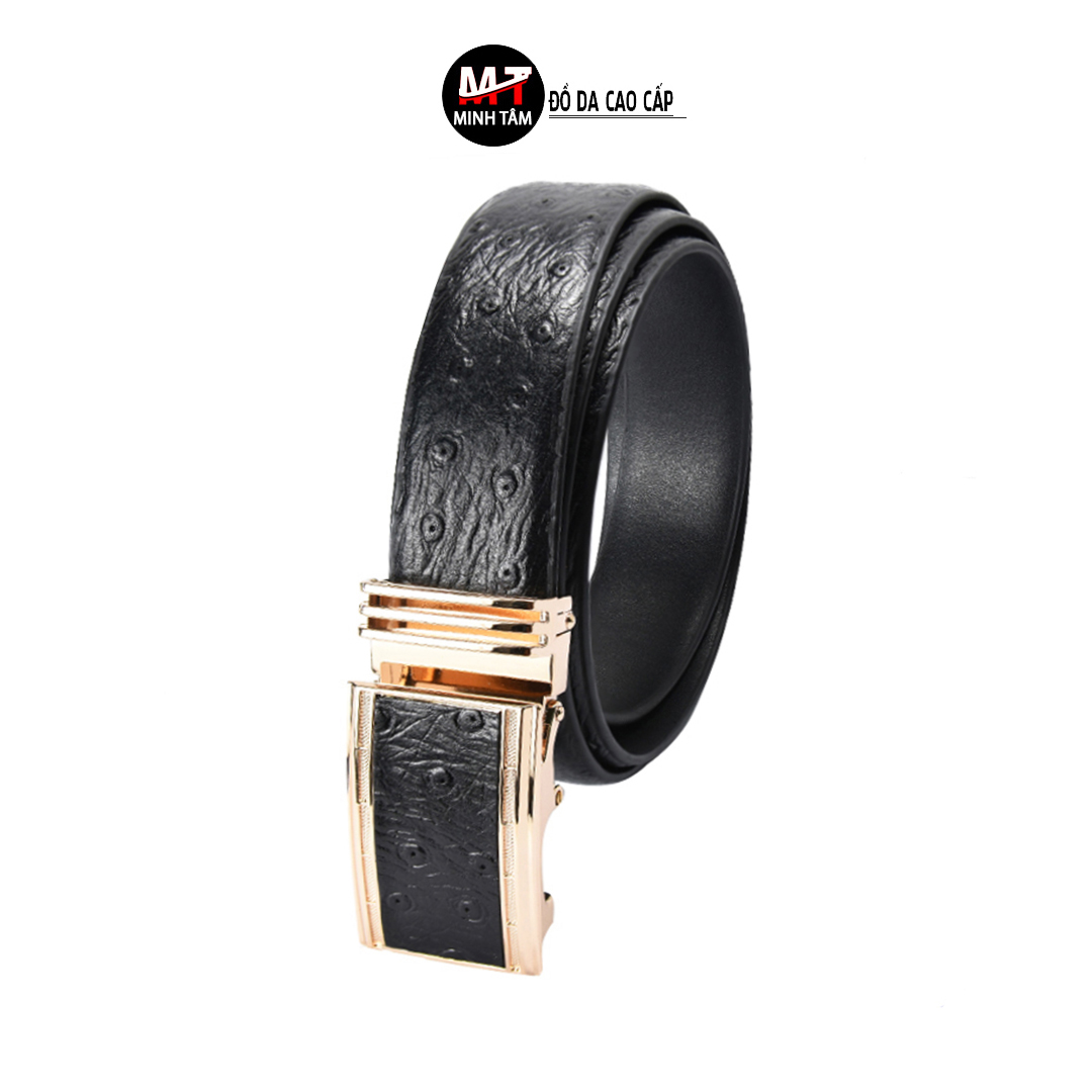 [HCM]Thắt lưng nam Minh Tâm da bò vân đà điểu  khóa kim loại kiểu khóa tỳ MT334-29H