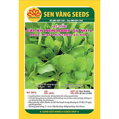 Hạt giống cải ăn non baby No1 gói 20g